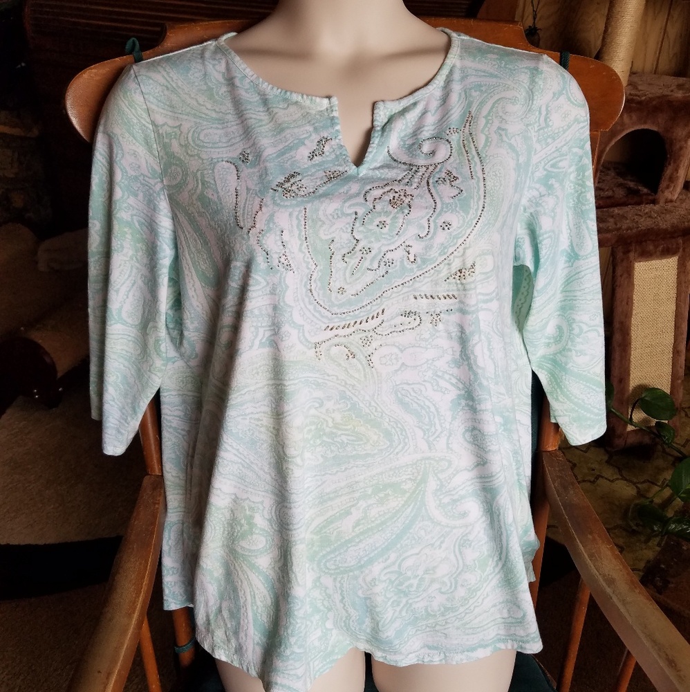 Beaded cotton-modal blend shirt